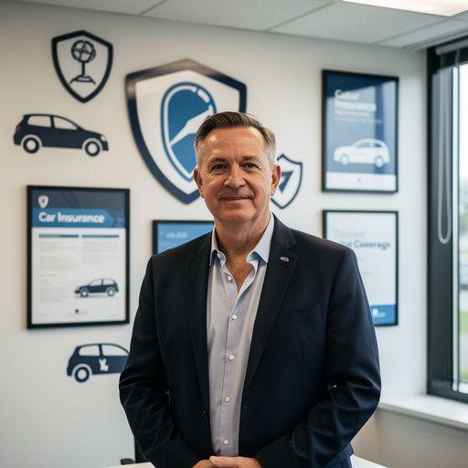 Драйвер получает консультацию по страхованию автомобиля в офисе агентства